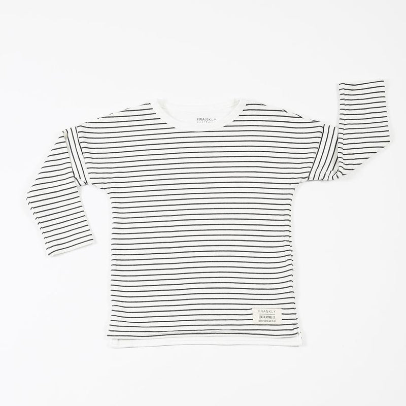 Lined Striped Cotton Long Sleeve Tee