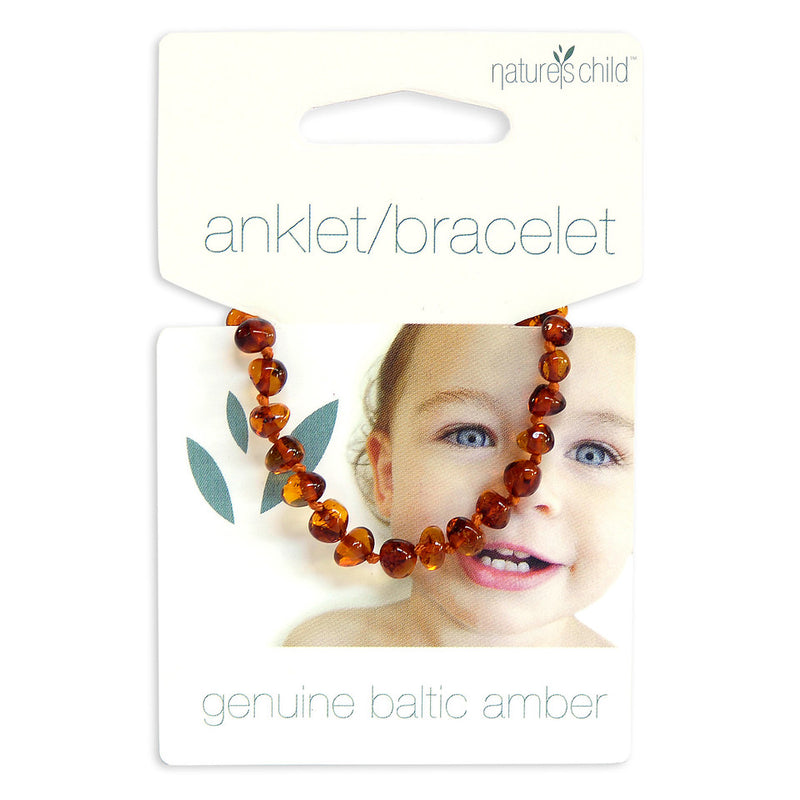 Amber Teething Bracelet/Anklet - Cognac