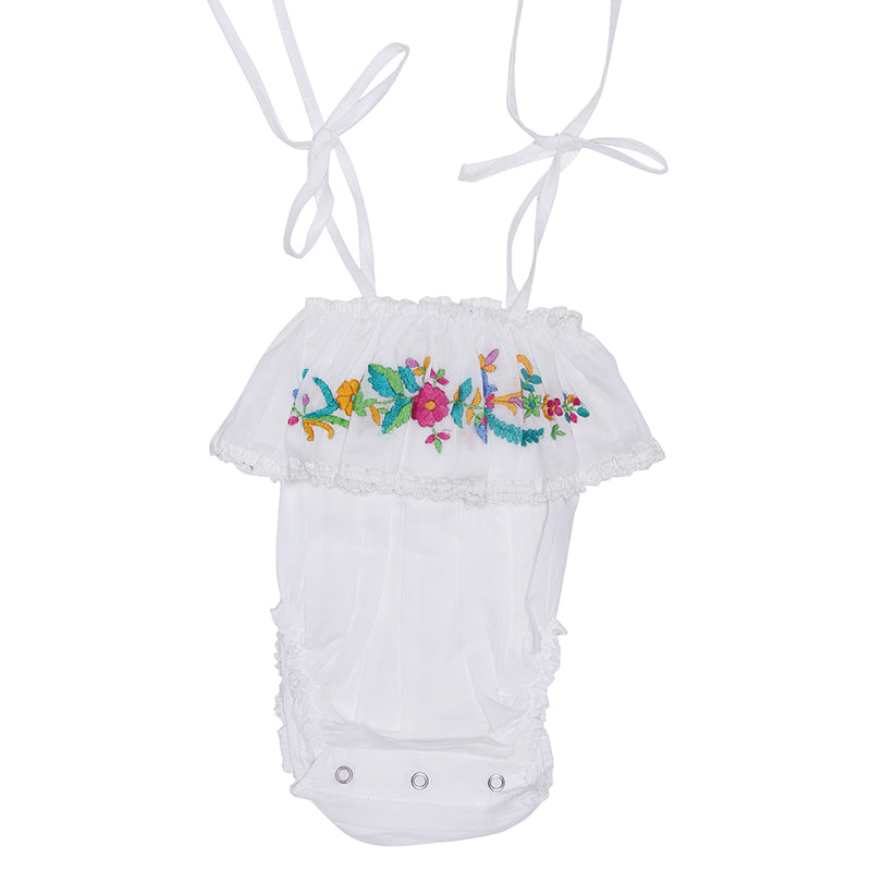 White Sunsuit with Hand Stitch
